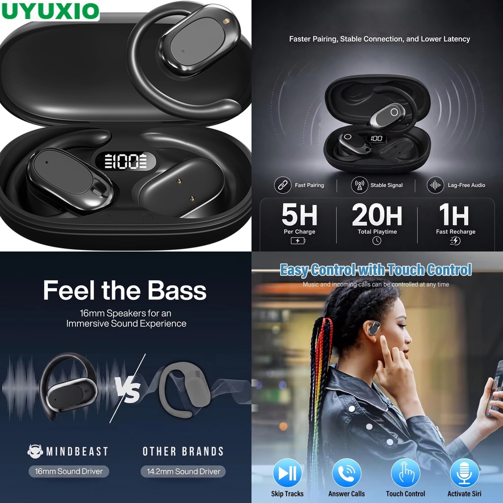 Bone Conduction Running Headphones - BT 5.4 90 özellikli Açık Kulak