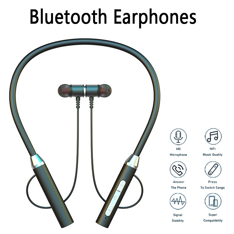 Magnetic Neckband Sports Earphones - 9D kablosuz bluetooth kulaklık boyun bandı