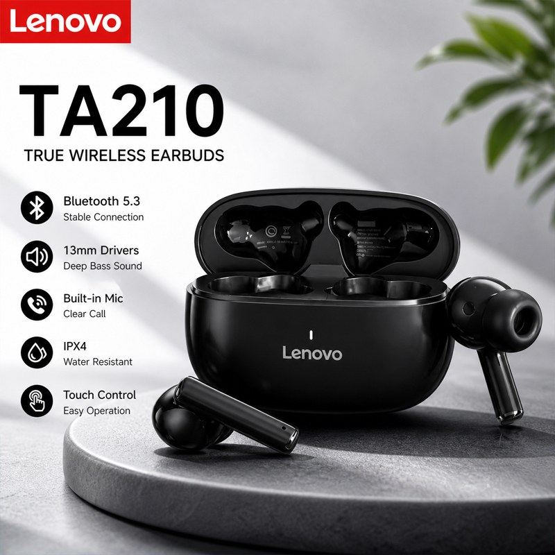 Anc Wireless Over Ear Headphones - Yeni Lenovo TA210 Bluetooth Kablosuz Kulaklık,