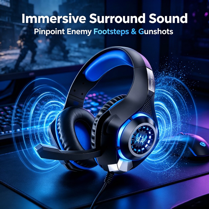 Gaming Headset With Mic Rgb - Mikrofonlu LED Oyun Kulaklığı RGB Kulak