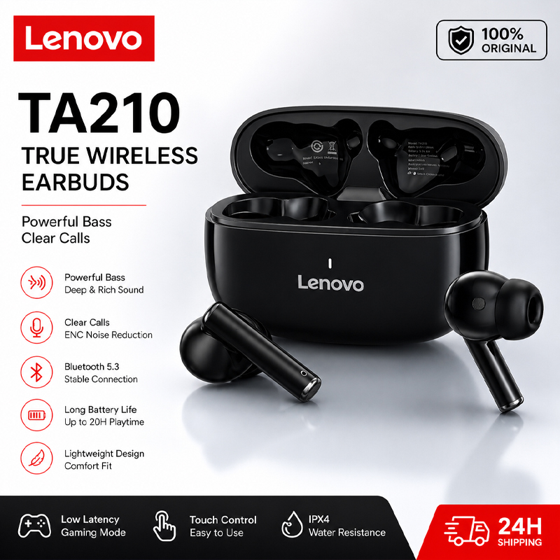 Anc Wireless Over Ear Headphones - Lenovo TA210 Bluetooth Kablosuz Kulaklık, Dahili